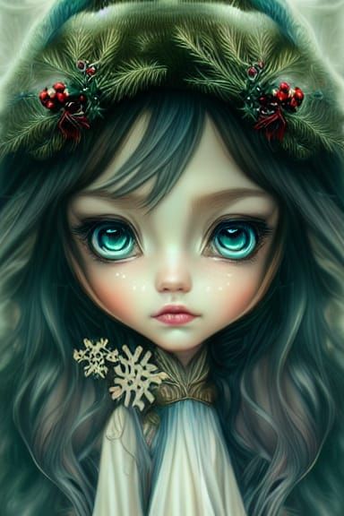 Yule Princess in Elegant Digital Illustration