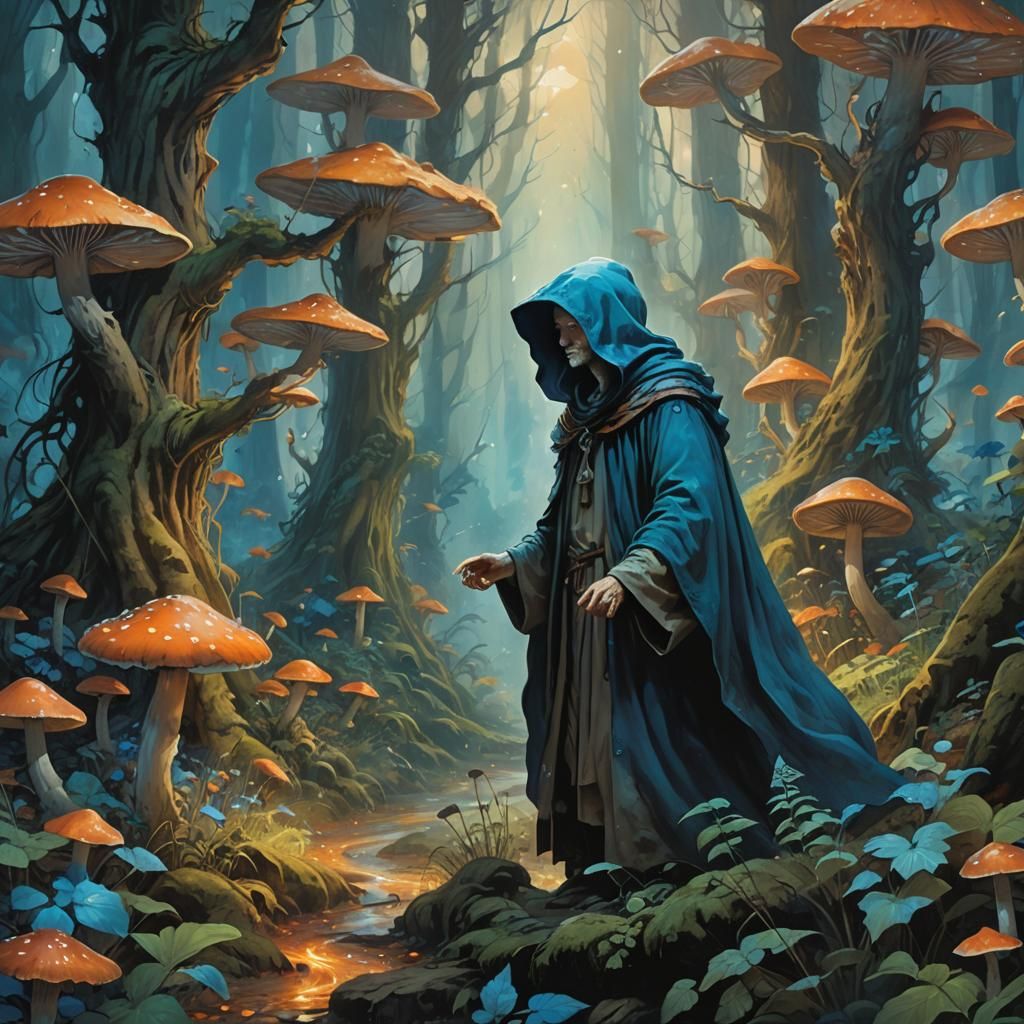 Mystical Forest Figure in Dreamlike Fantasy Art