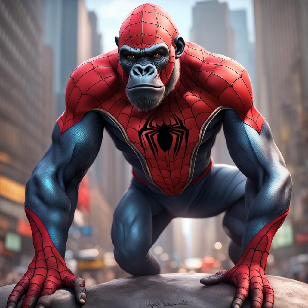 gorilla dressed as spider man