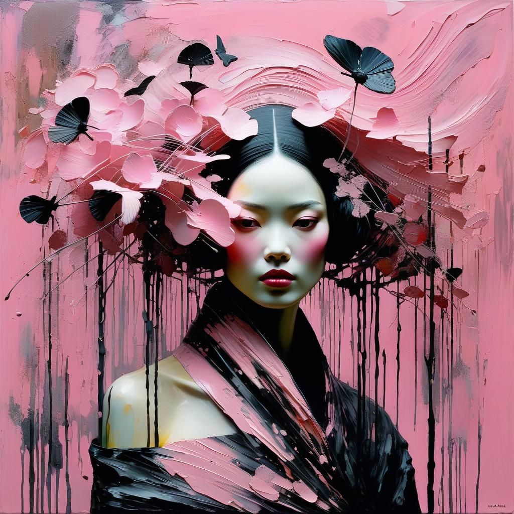 Pale Pink Woman: Impasto Portrait by Dave McKean