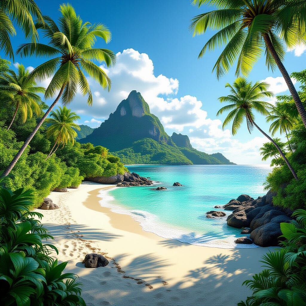 Tropical Island Paradise: Lush Jungle Meets Pristine Beach