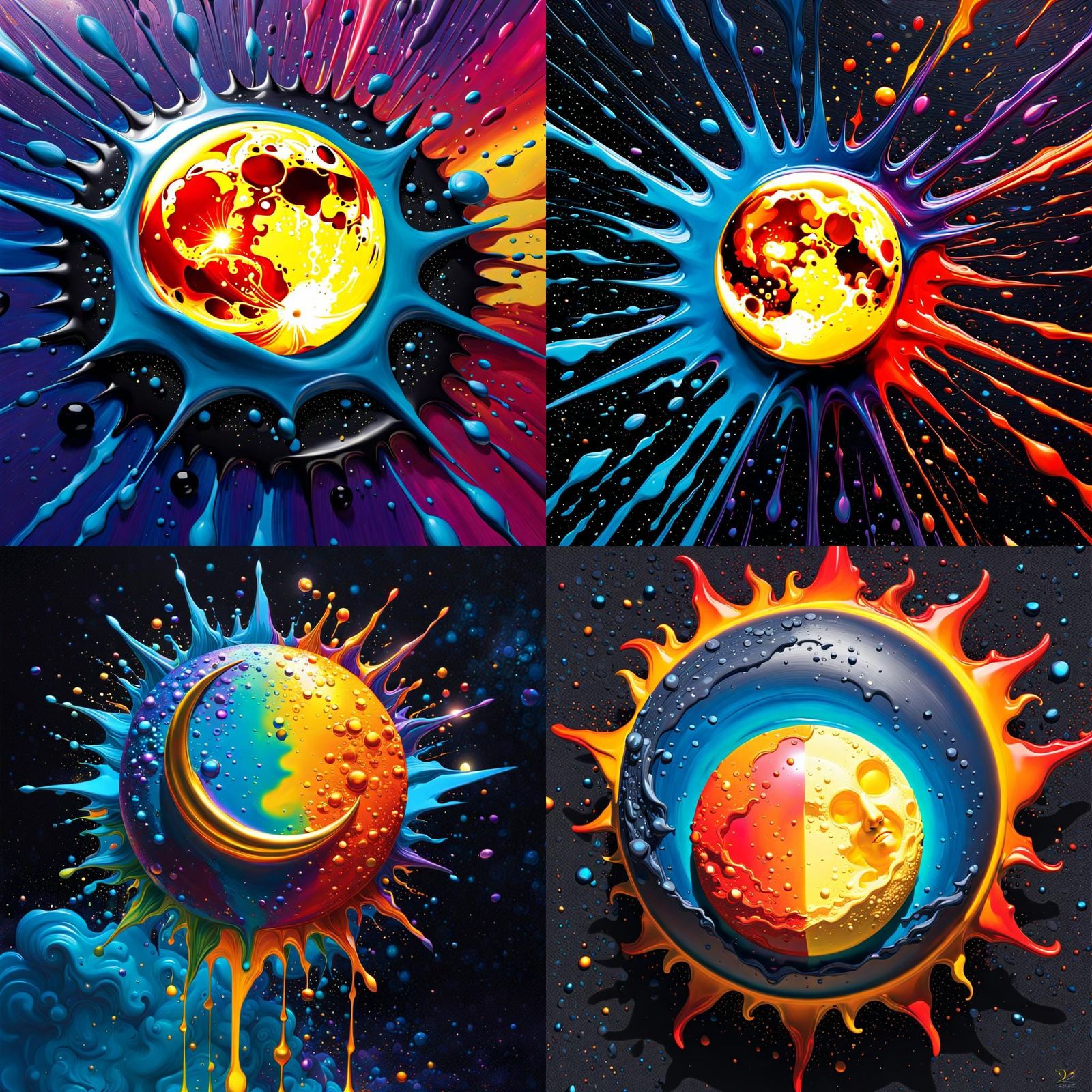 Moon Within Sun: Polychromatic Melting Acrylic Art