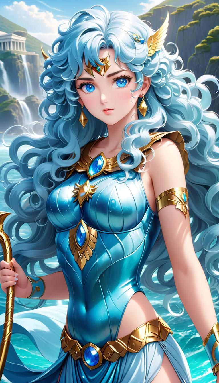 Ancient Greece Style Woman with Blue Hair