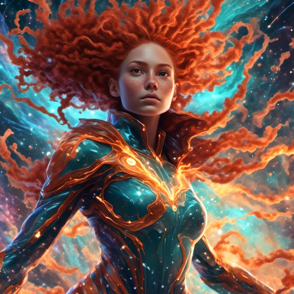 Ice Powered Superheroine in Splatter Graffiti Style