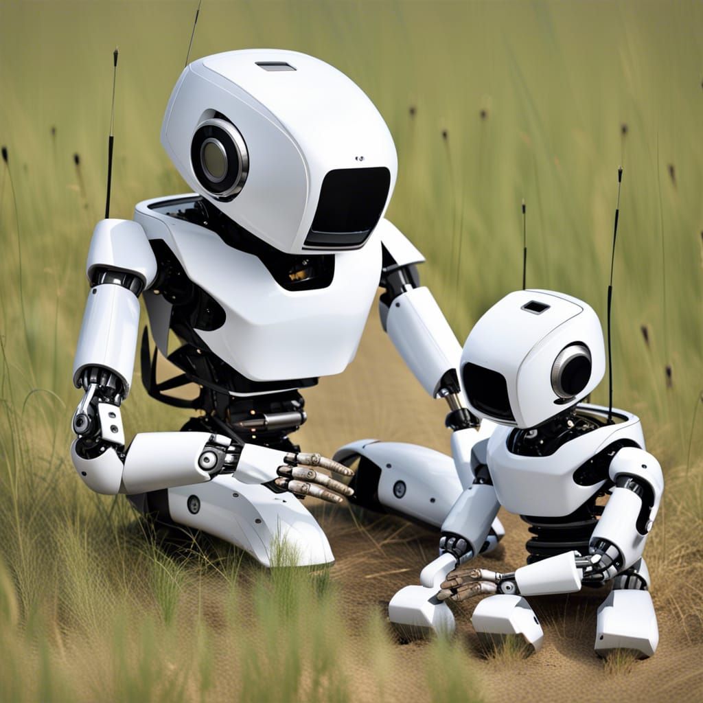 Robots and Offspring Playing: A Digital Scene