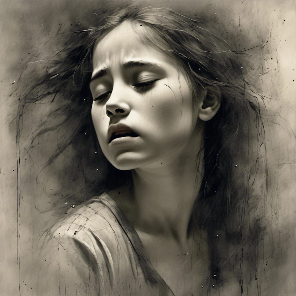 Melancholy Portrait in Alphonse Mucha Style