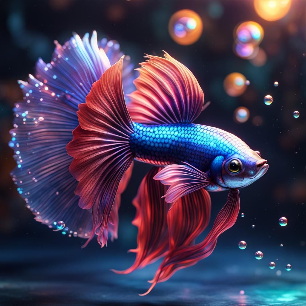 Winged Betta Fish Fantasycore Masterpiece in CGI
