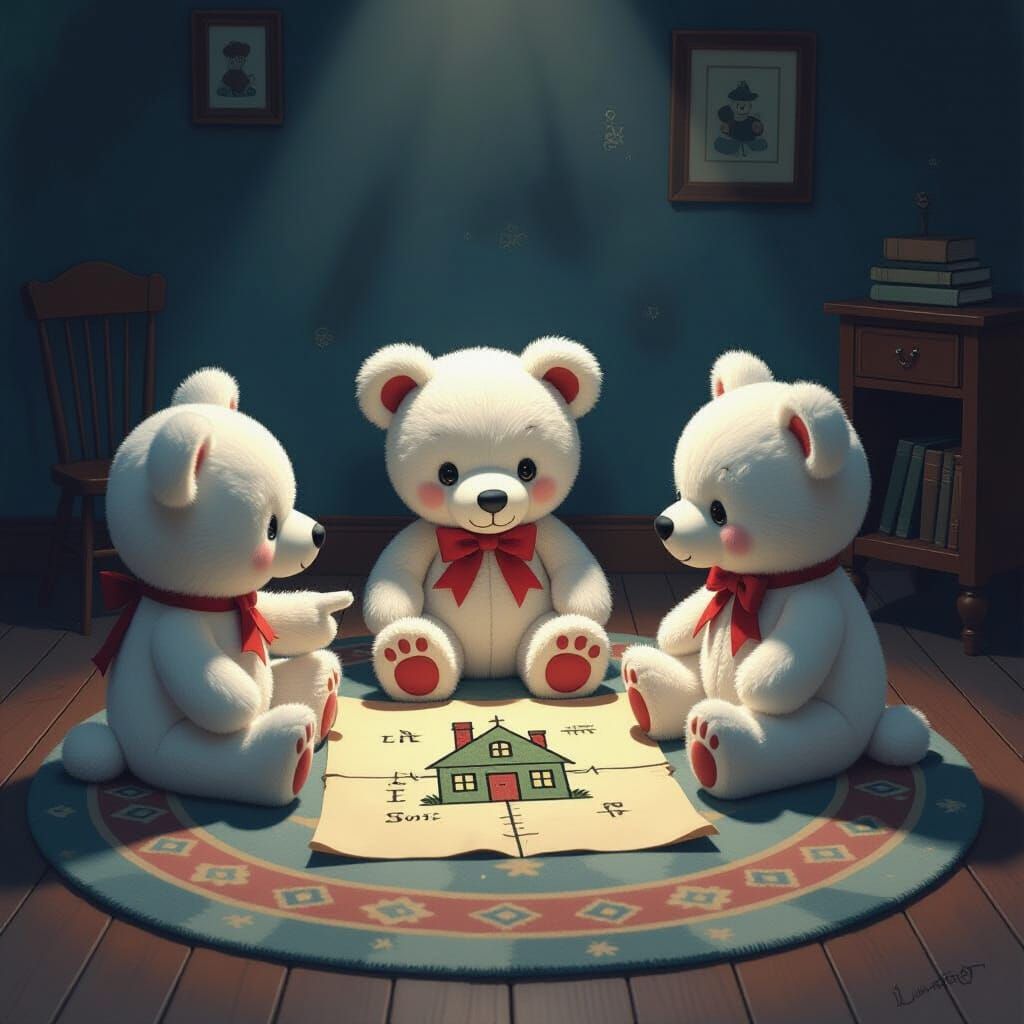 Plush Animals Convene Under Nightlight, Whispering Secrets