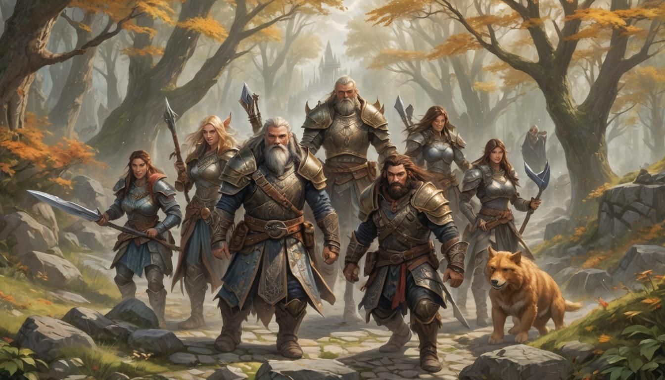 Fantasy Adventuring Party: Fighter, Wizard, Bard, and More