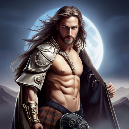 Fantasy Portrait of Handsome Man in Kilt