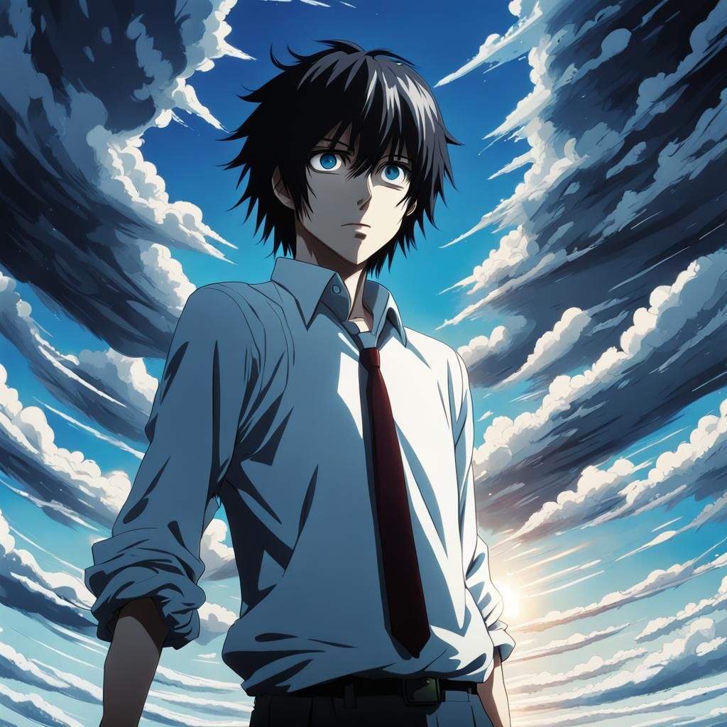 Anime Character with Blue Eyes in Ghibli Style