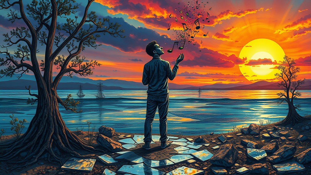 Surreal Musical Transformation Drawing with Choir and Sunset