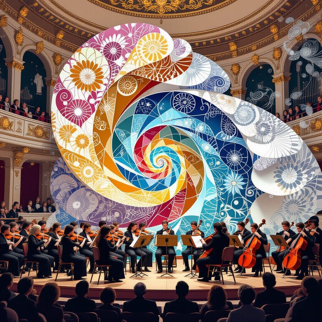 Abstract Fractal Orchestra in Vivid Psychedelic Colors