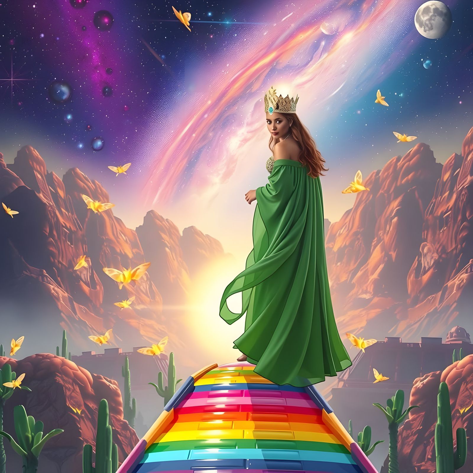 Futuristic Desert Rainforest with Mermaid Queen