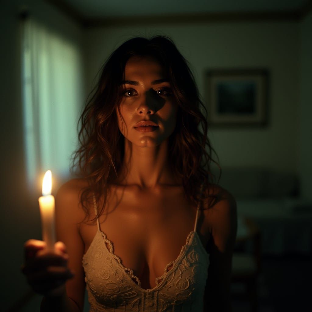 Ethereal Lady in Cinematic Film Still