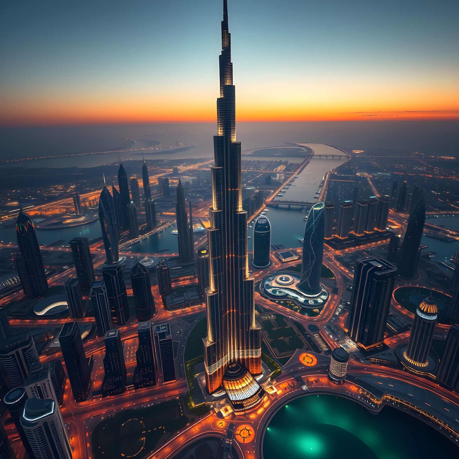 Dubai Cityscape: Drone View of Burj Khalifa