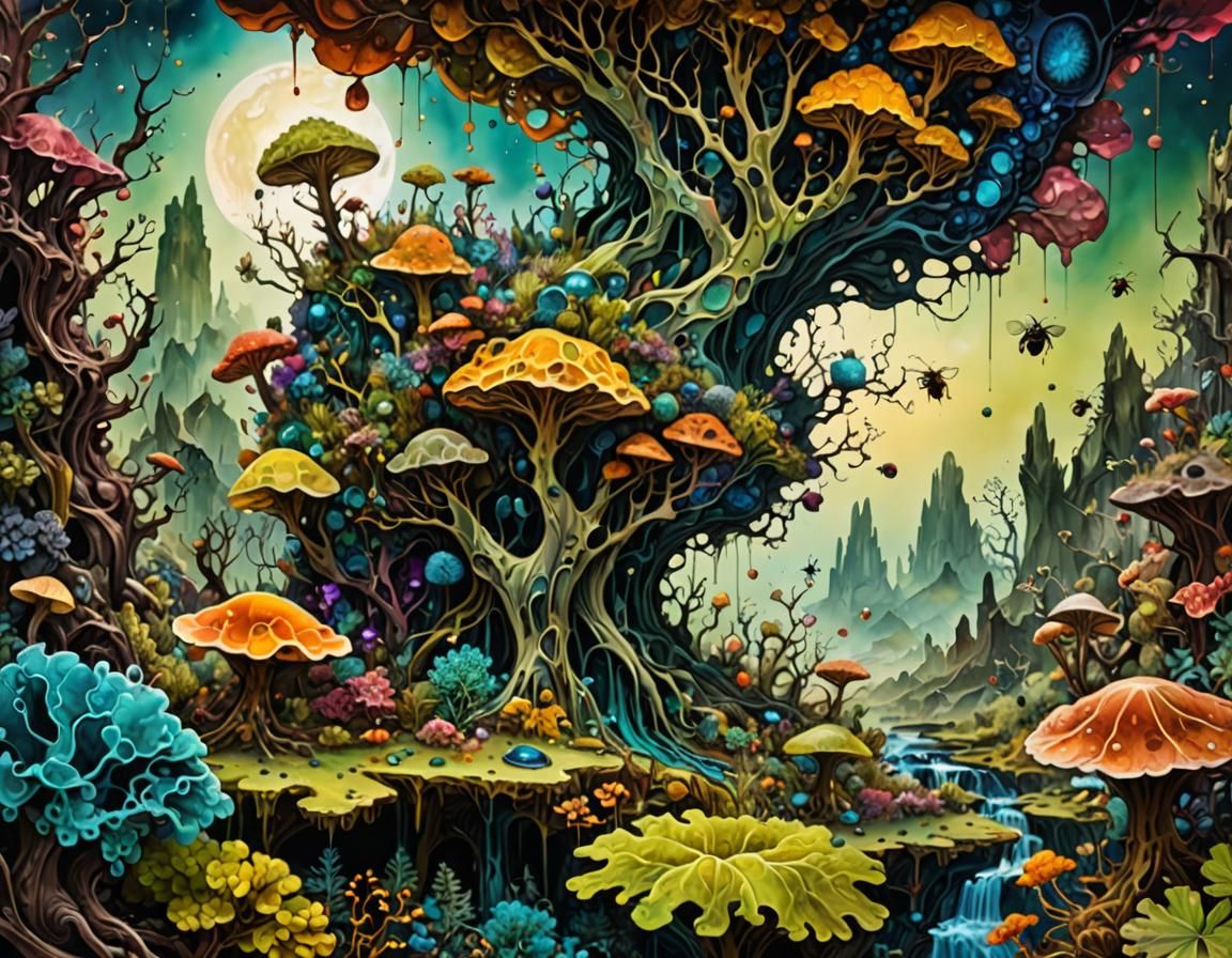 Otherworldly Landscape with Mandelbulb in Alcohol Ink