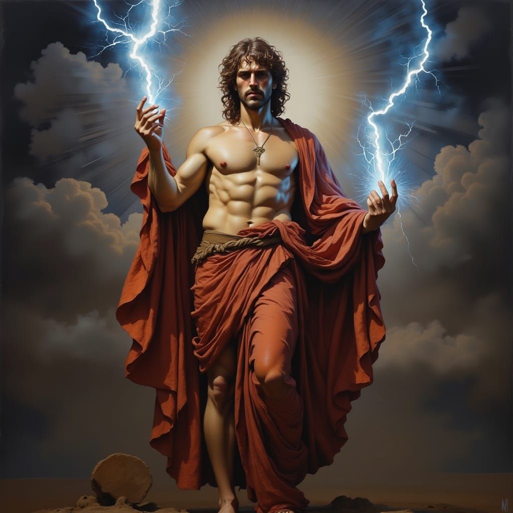 Jupiter, God of Storms, in Baroque Style