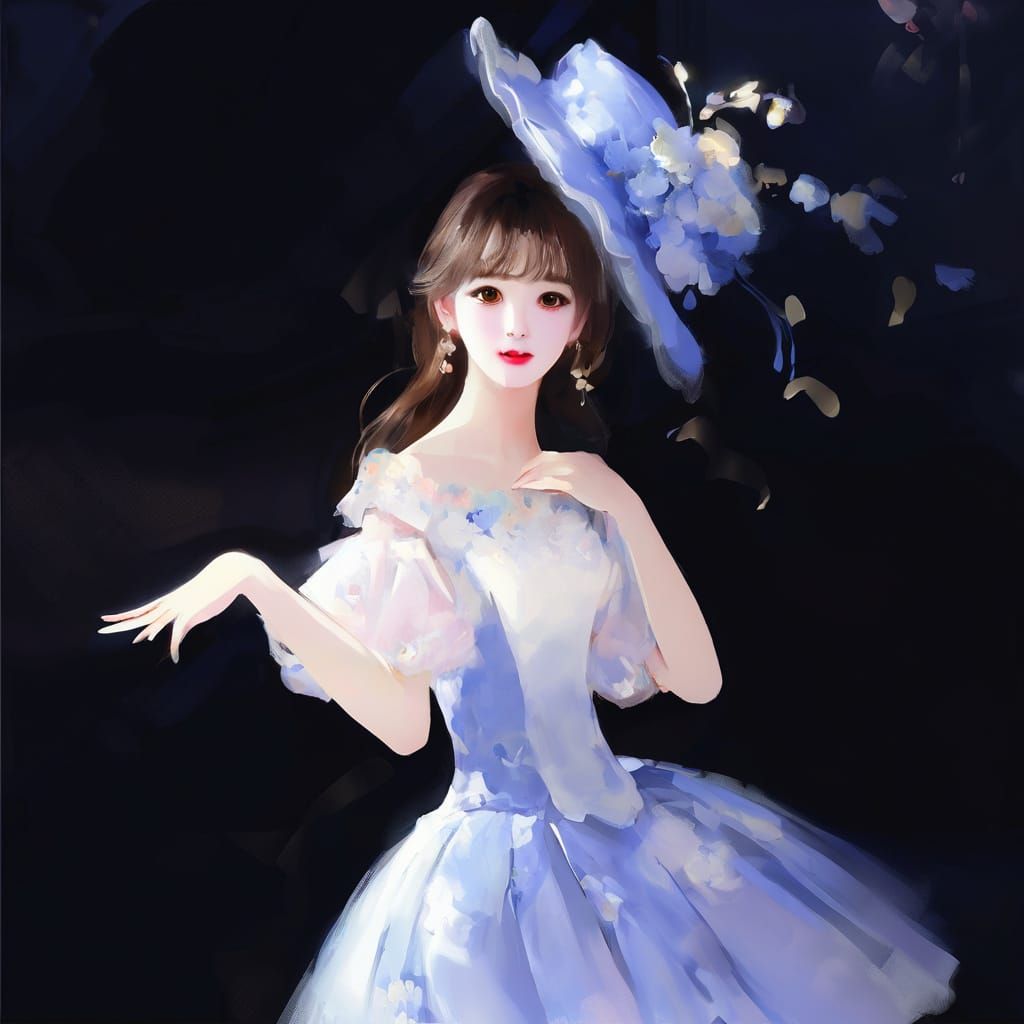 Impressionist Portrait of a Girl with Poofy Sleeves