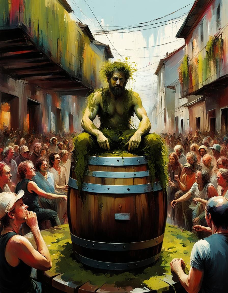 Dionysos in Vine-Covered City, Blended Painting Styles