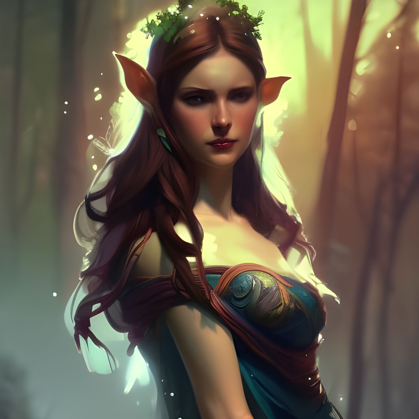 Ethereal Forest Elf Portrait in Hyperdetailed Style