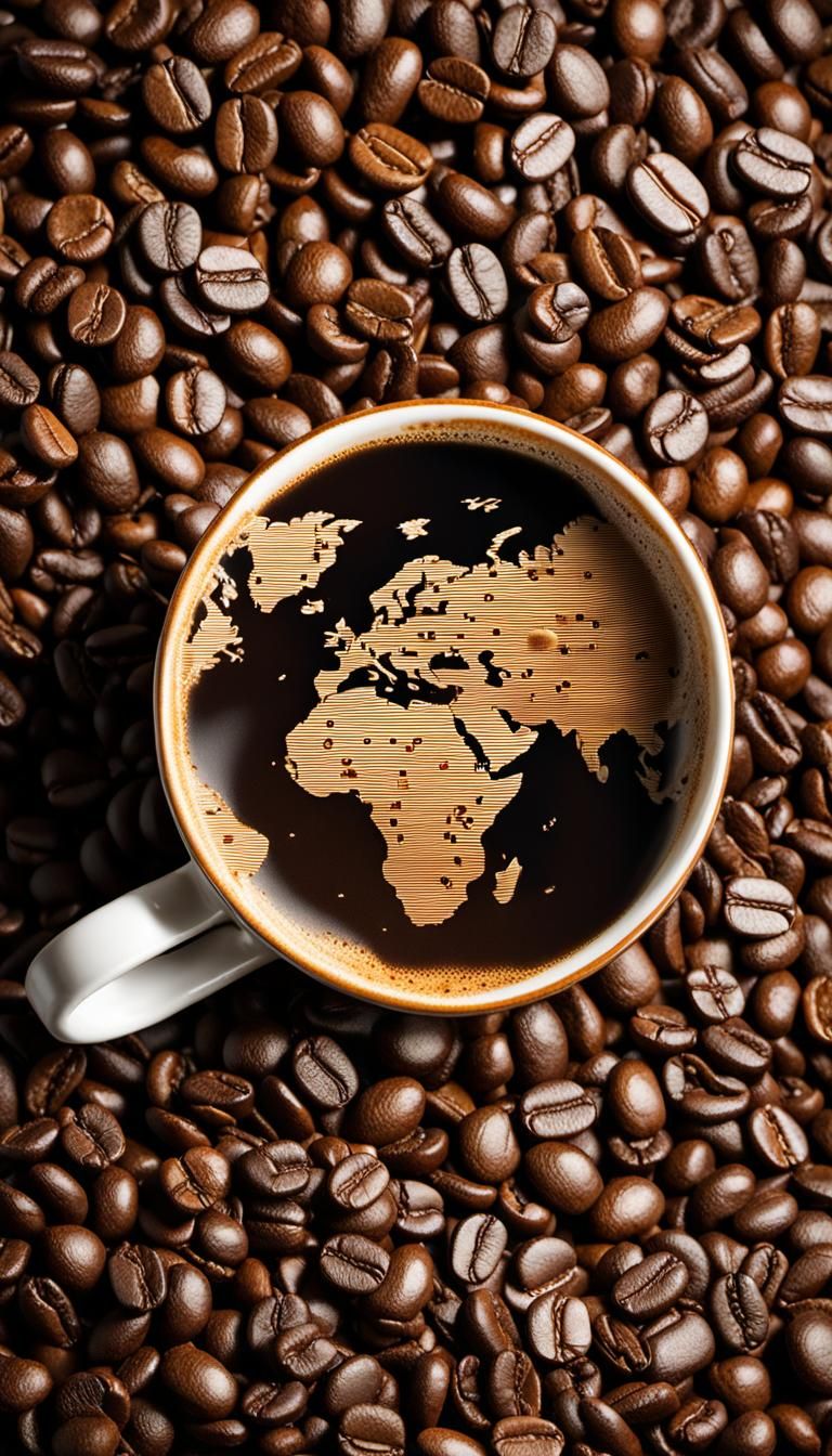 Coffee Cup World Map Conceptual Art
