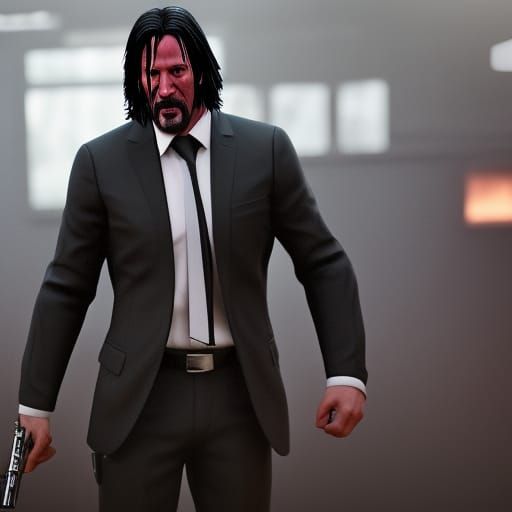 John Wick in 3D Game Cinematic Style