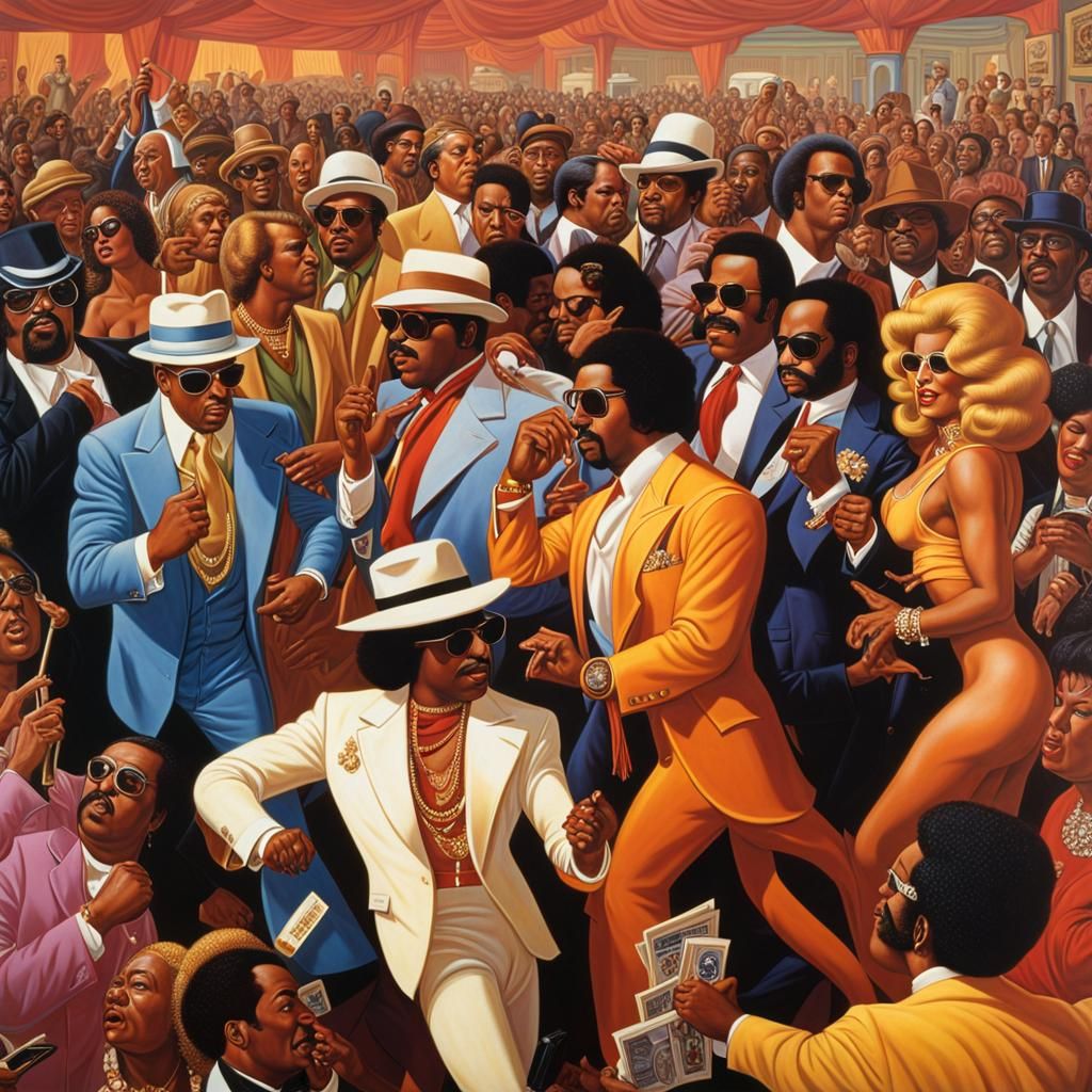 1970s Hustlers Dance: Todd Schorr Art Style