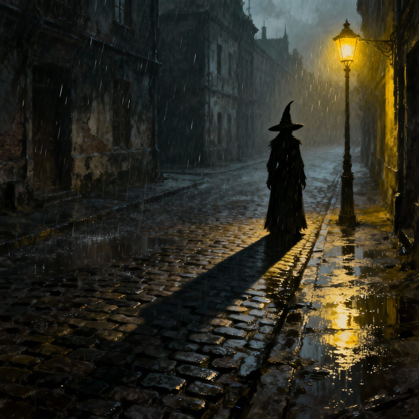 Lone Witch in Gritty Urban Concept Art