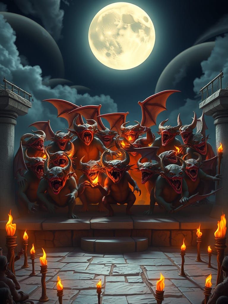 Enchanted Demon Choir Performs Under Celestial Skies