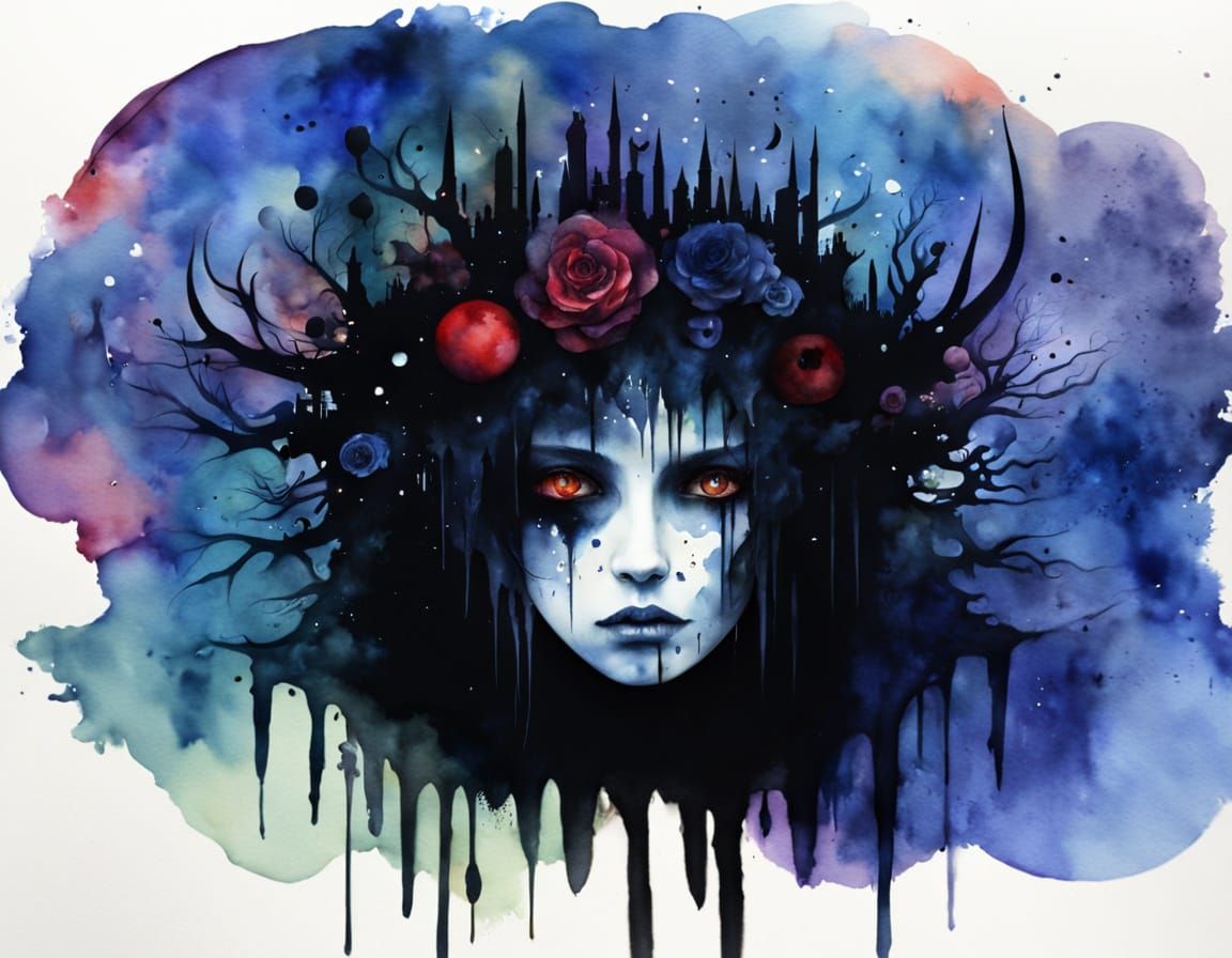 Dark Dreamcore Surrealism in Watercolor Style