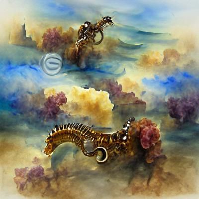 Steampunk Seahorse Watercolor Matte Painting