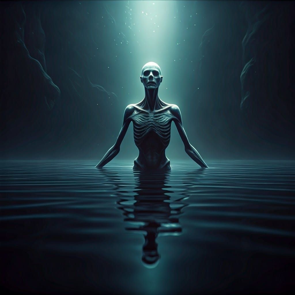 Ethereal Lake Monster in Muted Colors