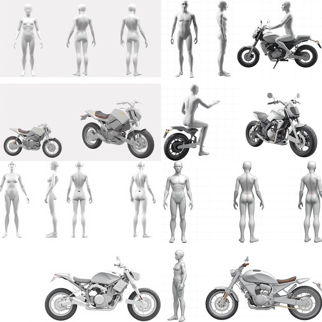 Mannequin and Motorcycle Technical Reference Sheets