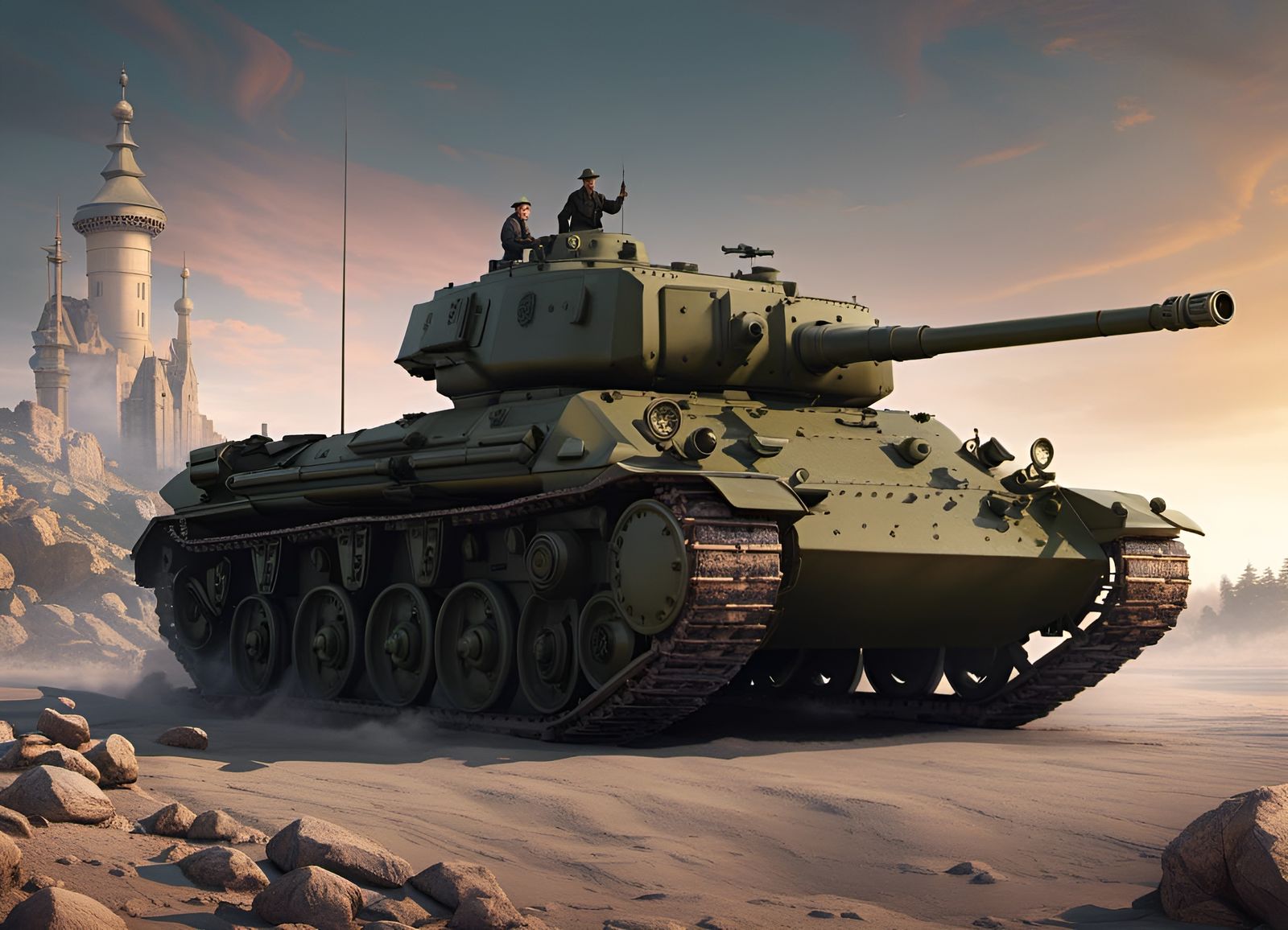 Hyperrealistic Soviet IS-1 Tank on Battlefield