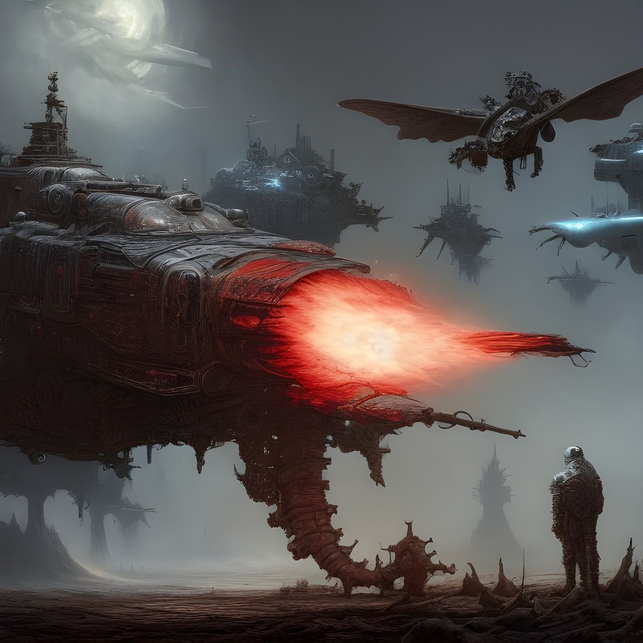 Epic Sci-Fi War of 4220 in Digital Oil Painting
