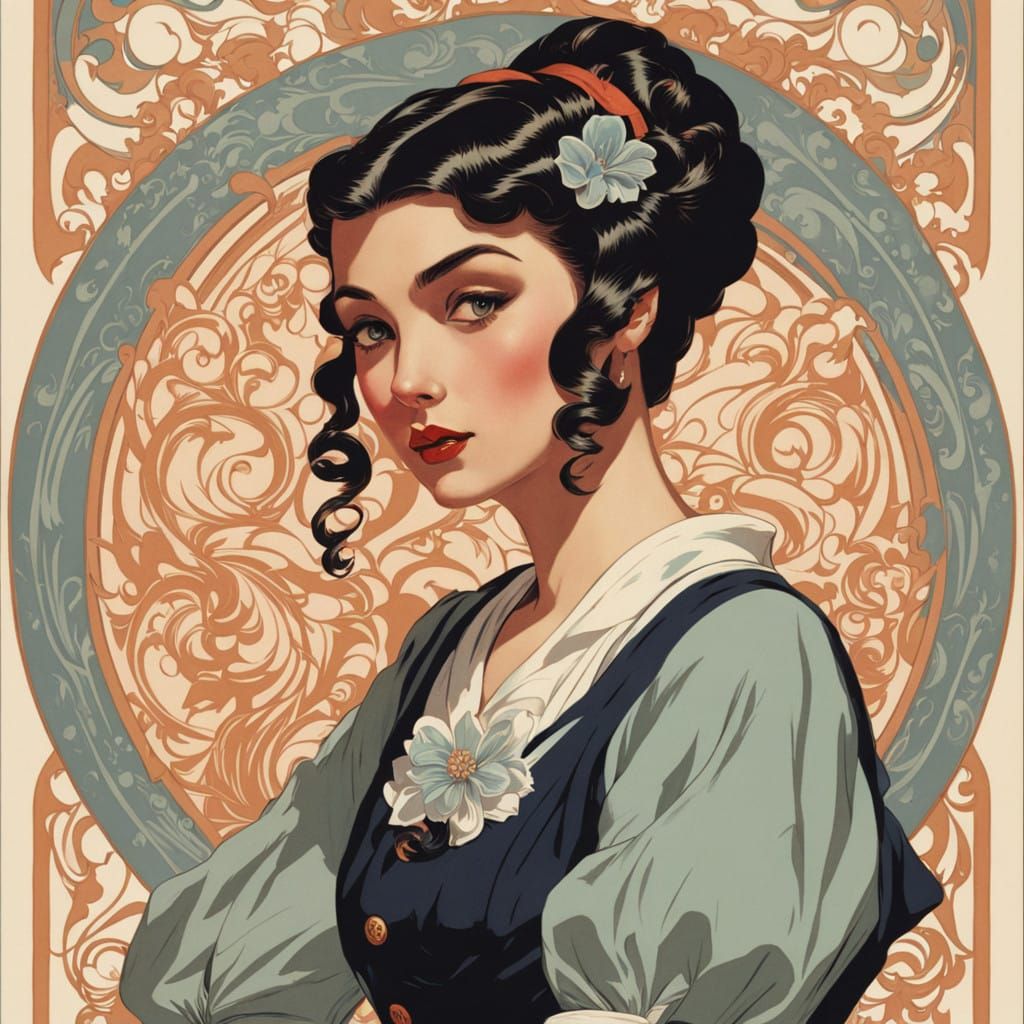 Sultry Art Nouveau Pin-Up