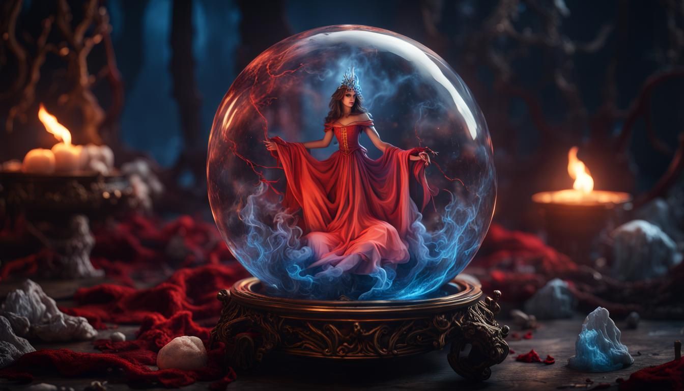 Tarot Cards in Glass Ball with Smoke, Epic Style