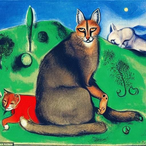 Caracal's Evening Visit: Dreamlike Portrait