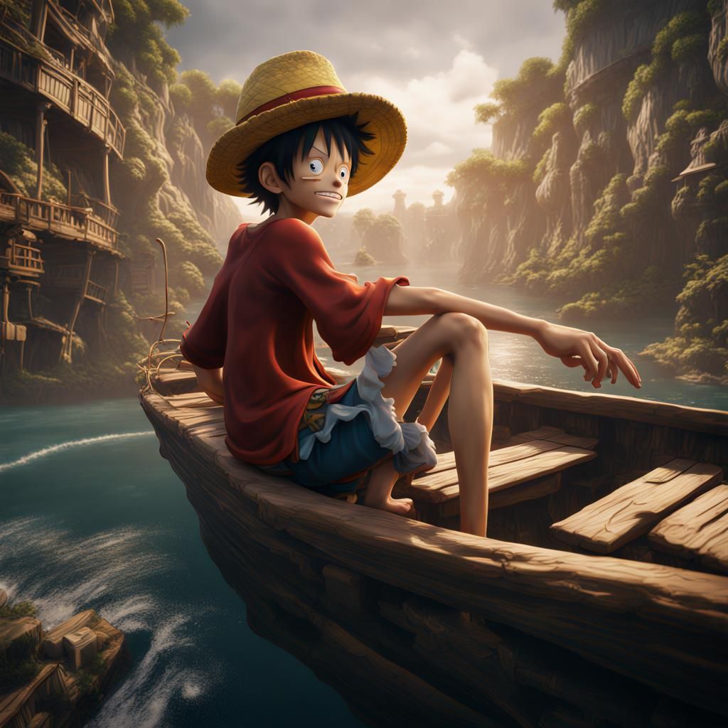 Detailed Matte Painting of Luffy in Fantasy Art Style