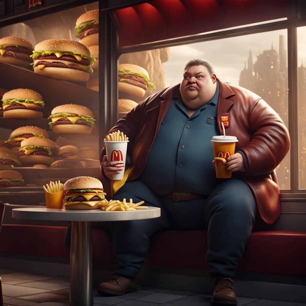 Fat Man's McDonald's Feast: Detailed Matte Painting