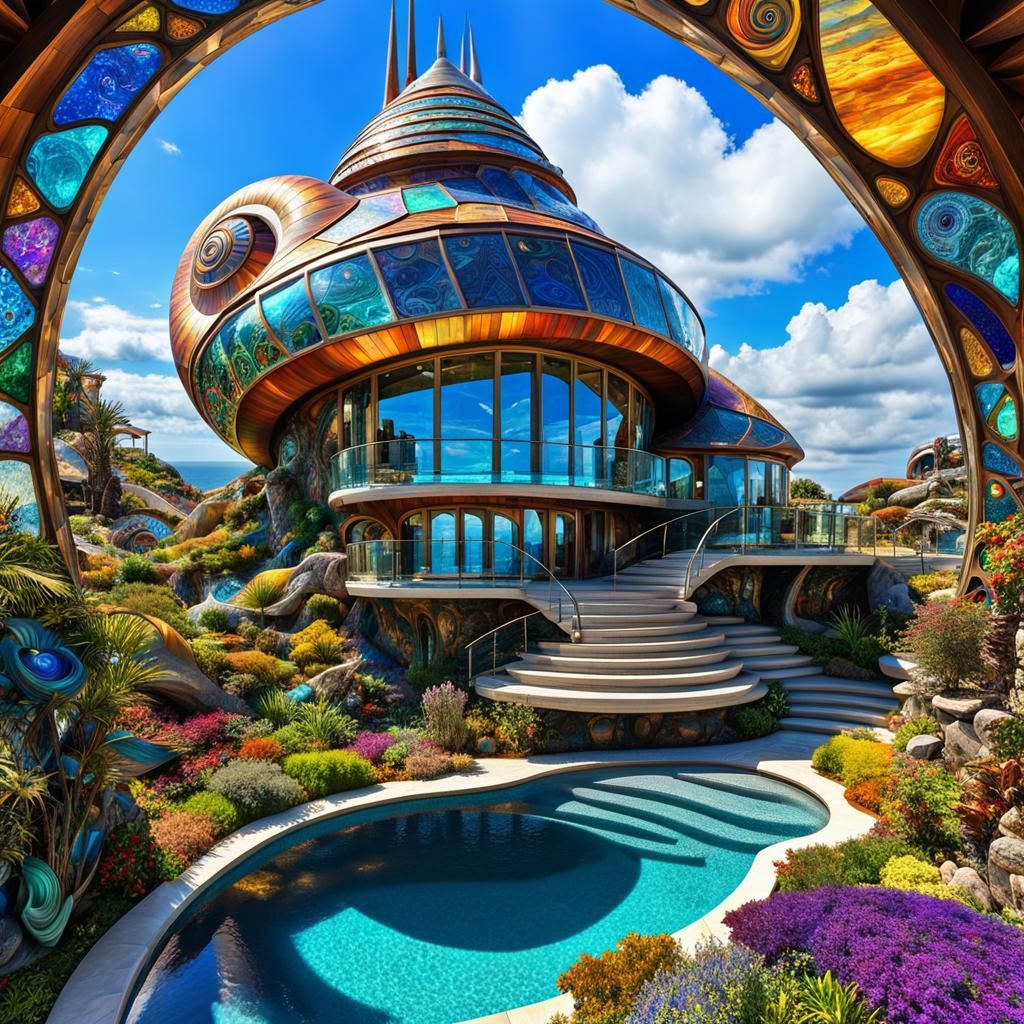 Futuristic Snail House in Middle-Earth: Psychedelic Art