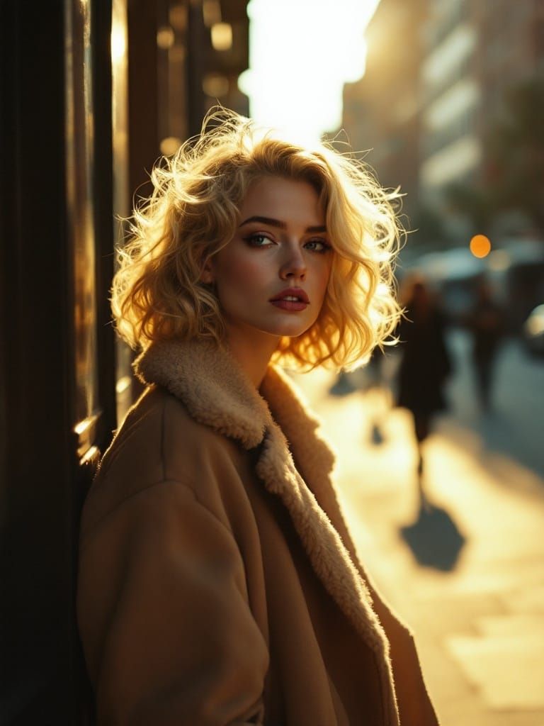 Woman in Fur Coat in Harsh Morning Light