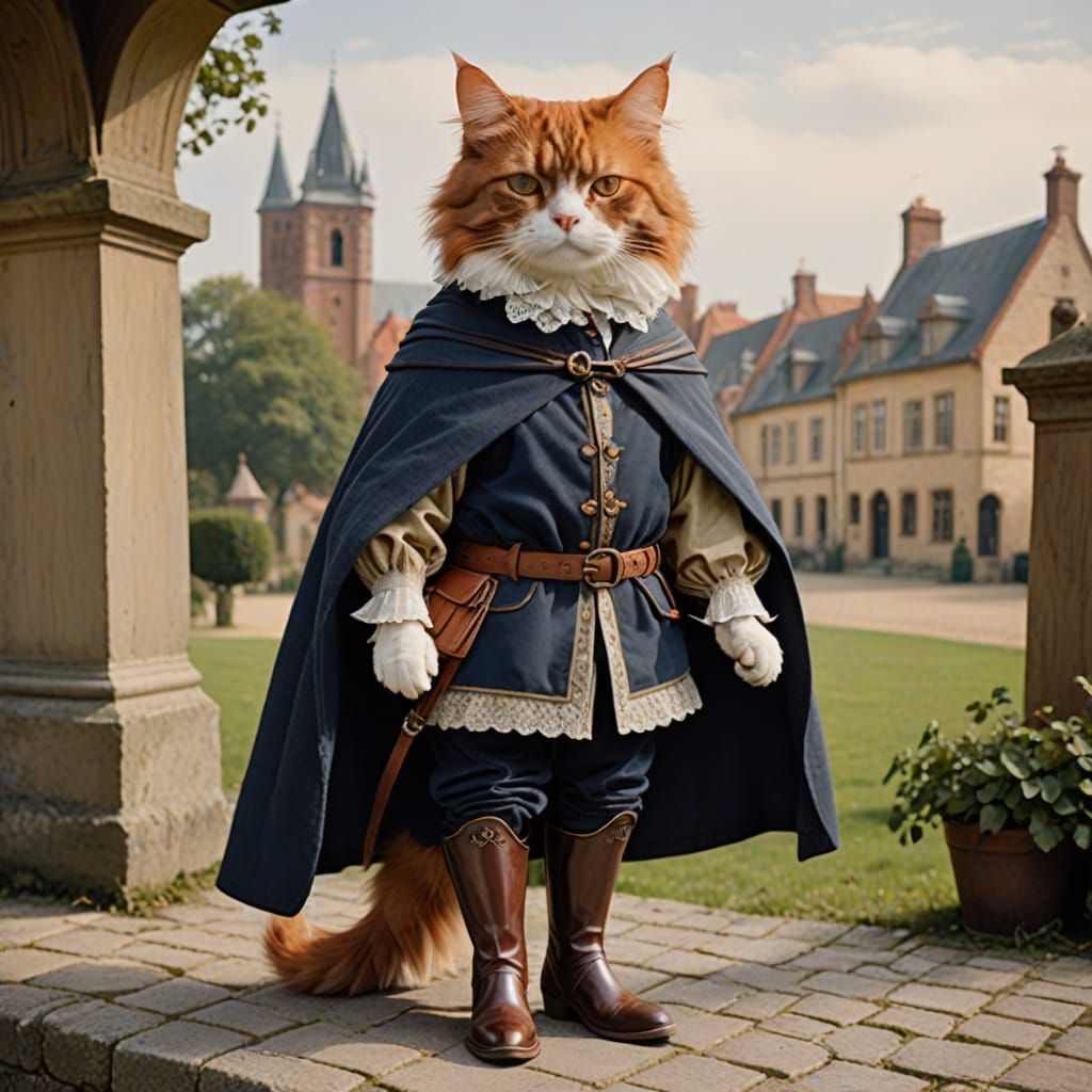 Auburn Cat Cavalier in Bucket-Top Boots