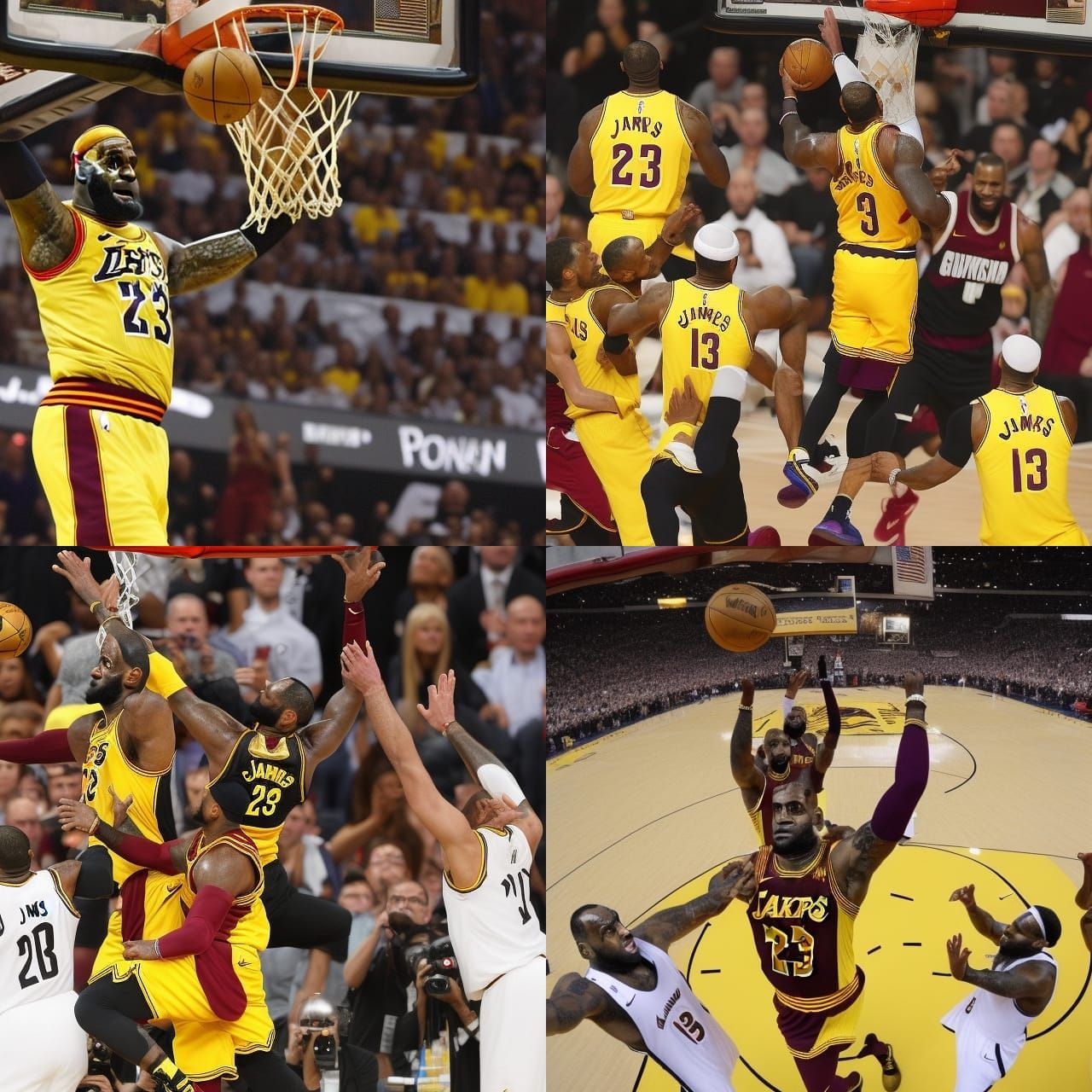 Lebron James About to Dunk, Golden Crown