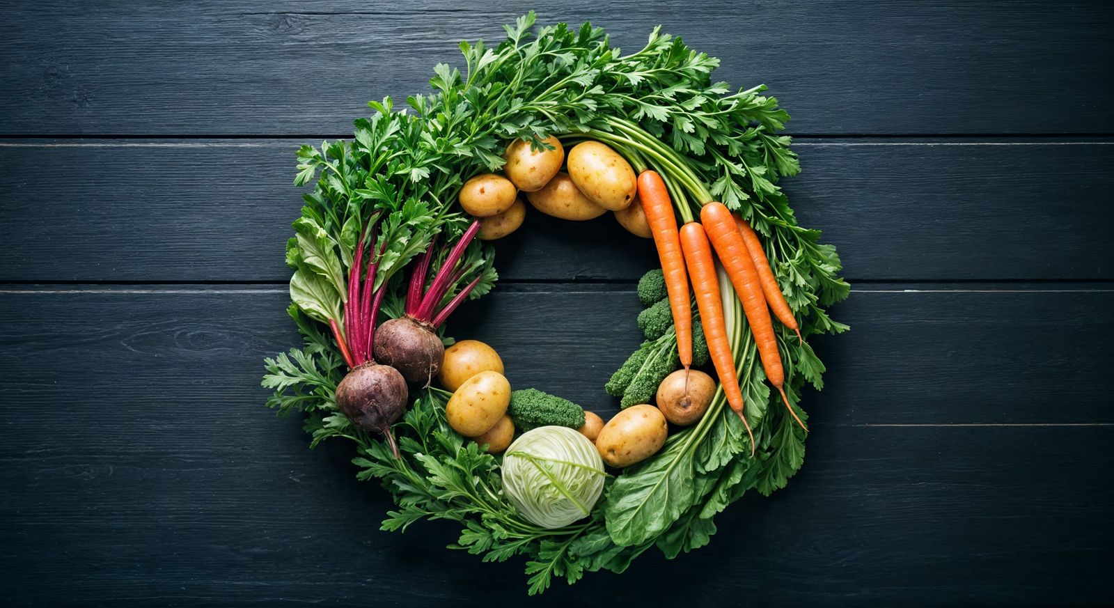 Vegetable Wreath Still Life Composition