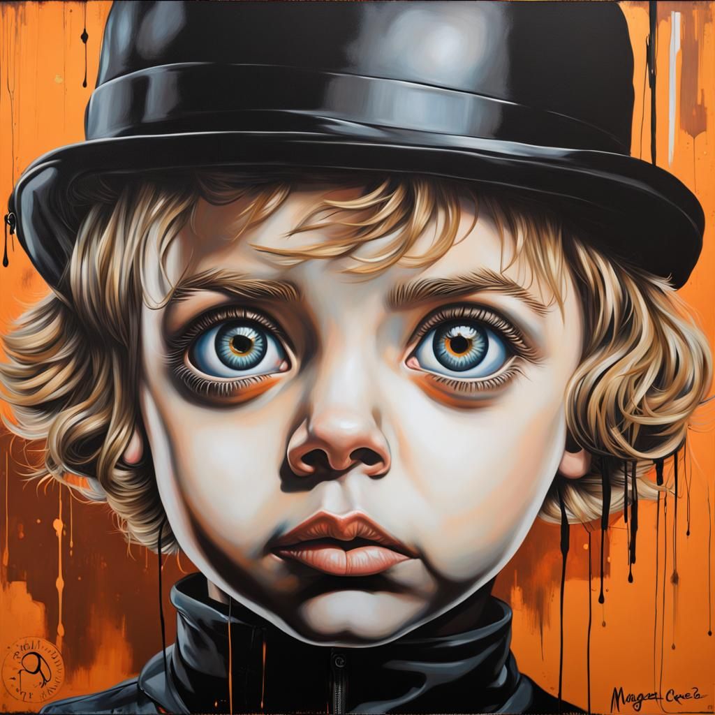 Alex Clockwork Orange Graffiti Art with Big Eyes