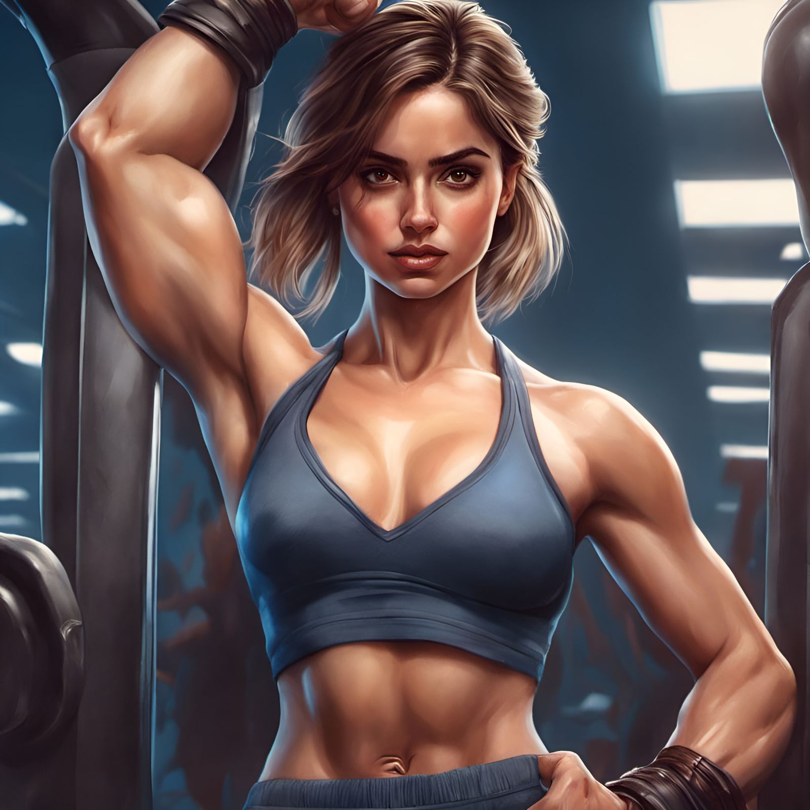 Ana de Armas Flexing Biceps: Detailed Portrait