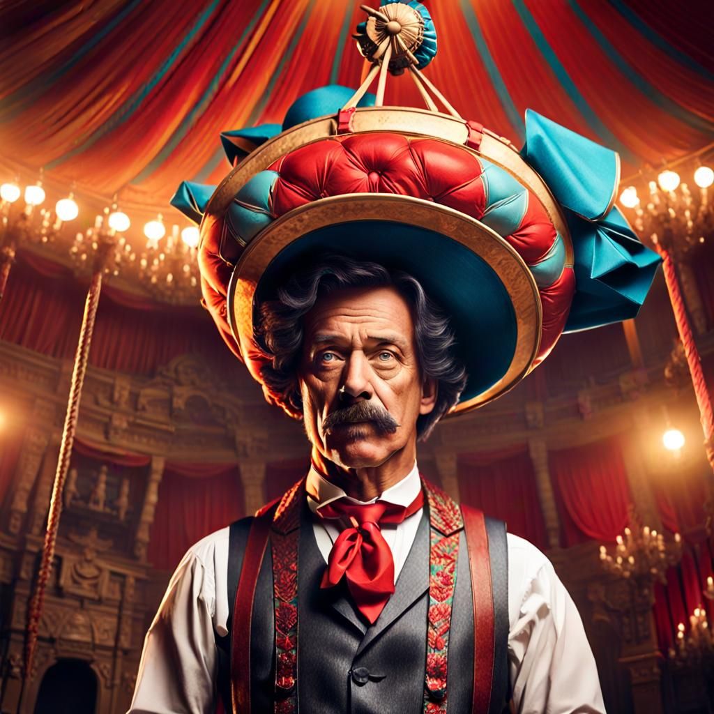Upside-Down Circus Performer Portrait in Hyperdetailed Style