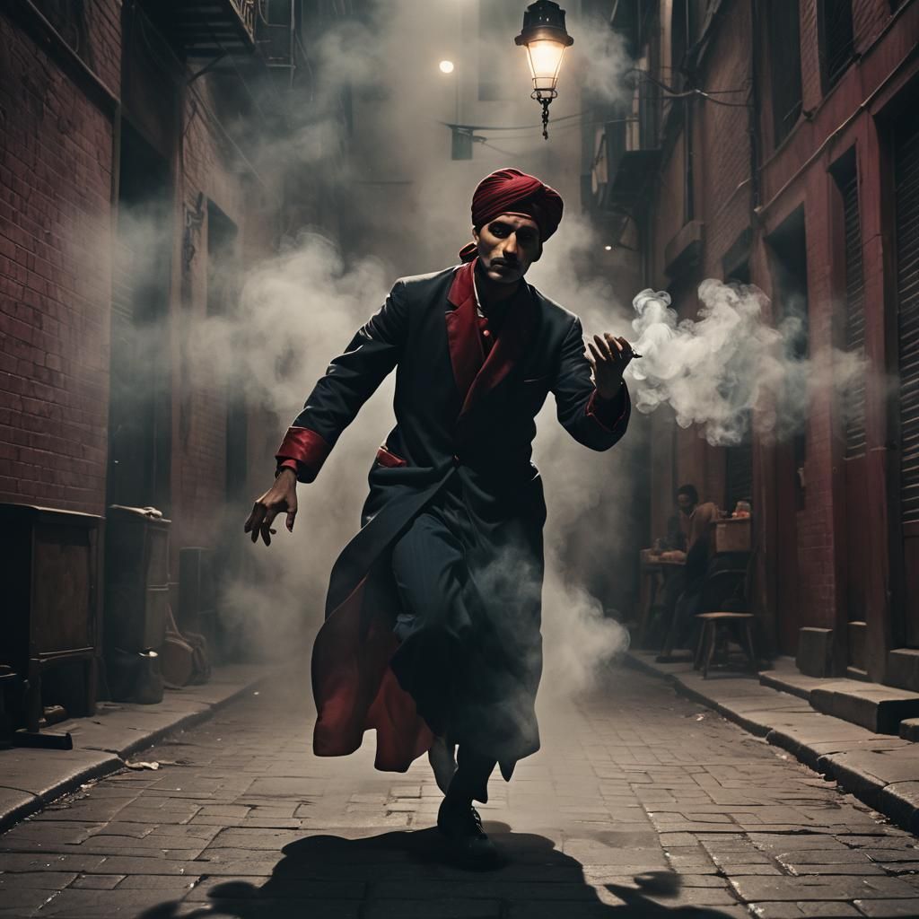 Mystifying Fakir's Levitation Trick in Film Noir Style